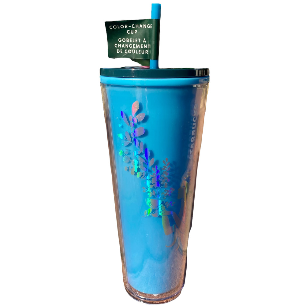 🖤 Starbucks Siren Tumbler Color Change Cold Cup Blue Christmas 2021 24oz 🖤 - Picture 6 of 12